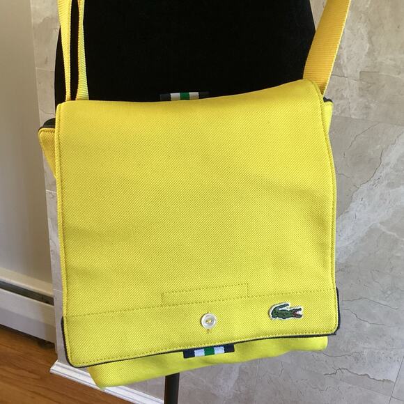 Y2K Lacoste Neocroc Mini Messenger Bag - Yellow, Preppy Sporty Christmas Gift - Picture 4 of 11